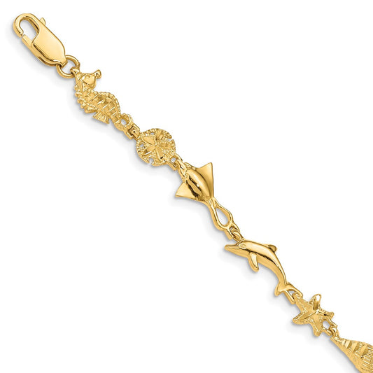 Polished and Textured Ocean Motif Bracelet - WBC
