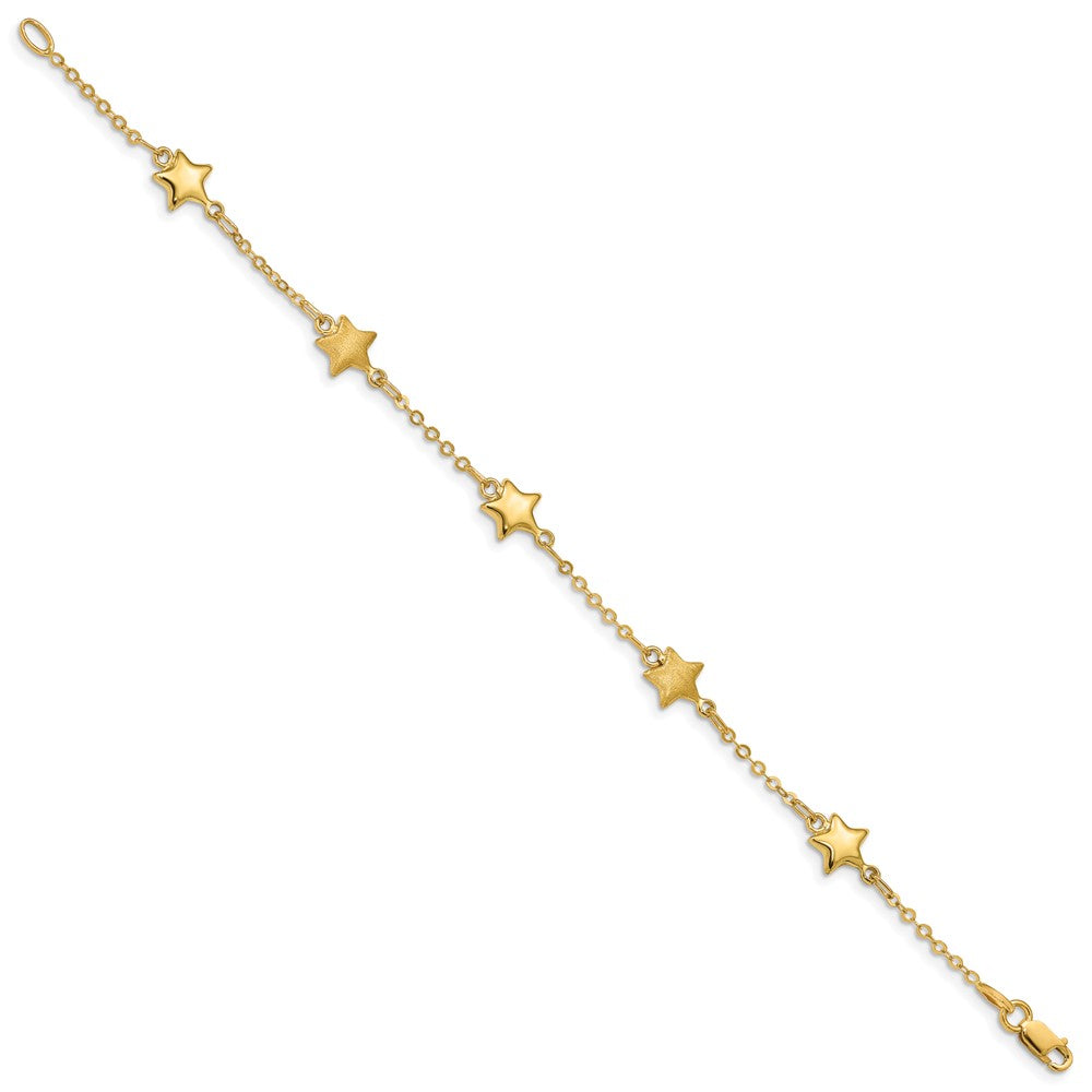 Brushed and Polished Puffed Stars 5-Station Bracelet - WBC