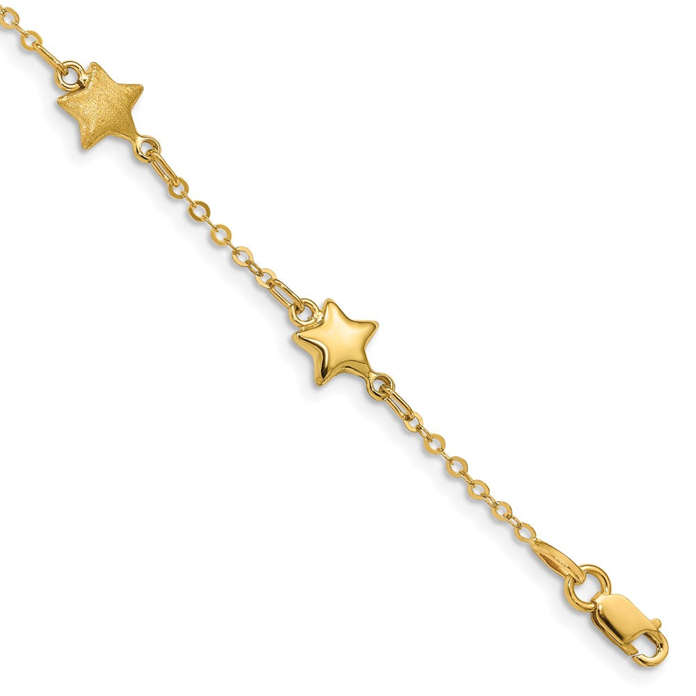 Brushed and Polished Puffed Stars 5-Station Bracelet - WBC