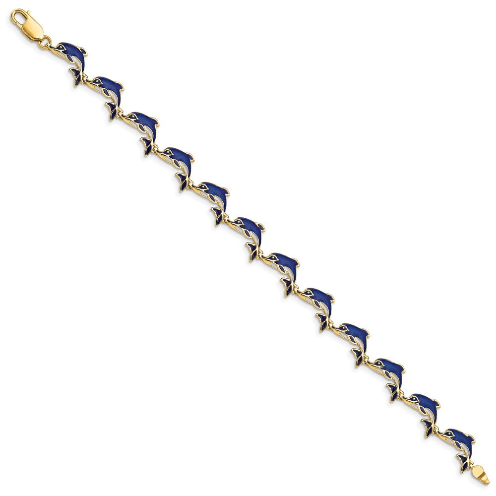 Blue Enameled Dolphin Bracelet - WBC
