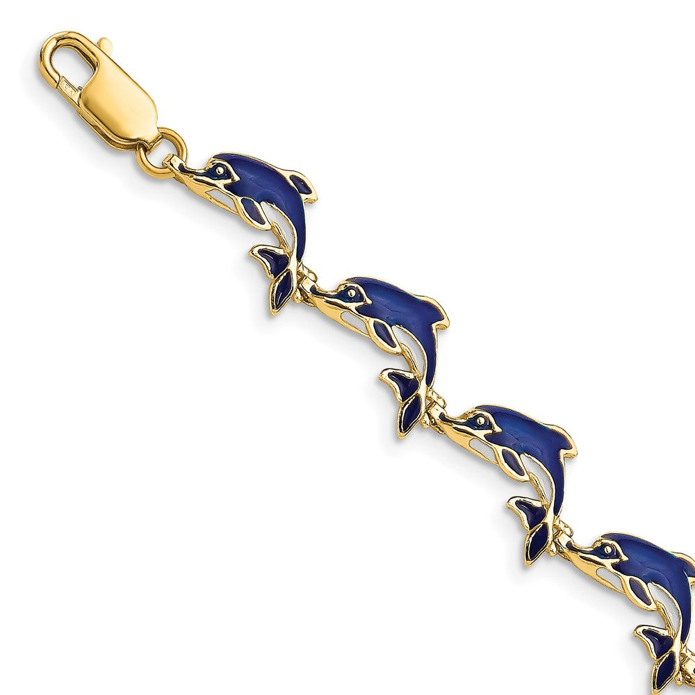 Blue Enameled Dolphin Bracelet - WBC