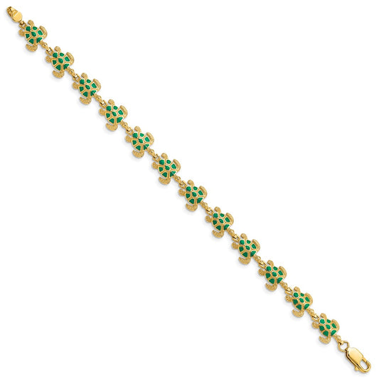 with Green Enamel Sea Turtle Bracelet - WBC