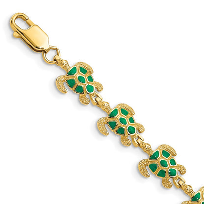 with Green Enamel Sea Turtle Bracelet - WBC