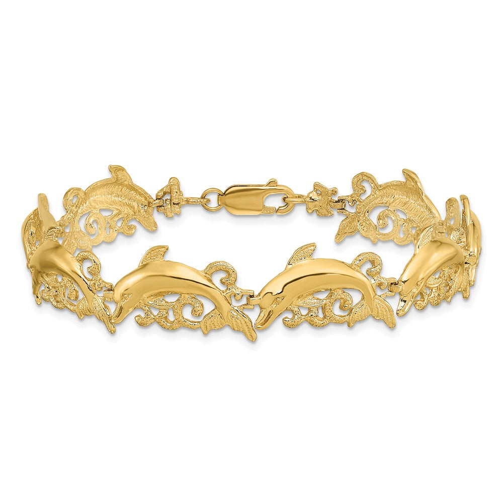 Polished Dolphin and Waves Bracelet - WBC