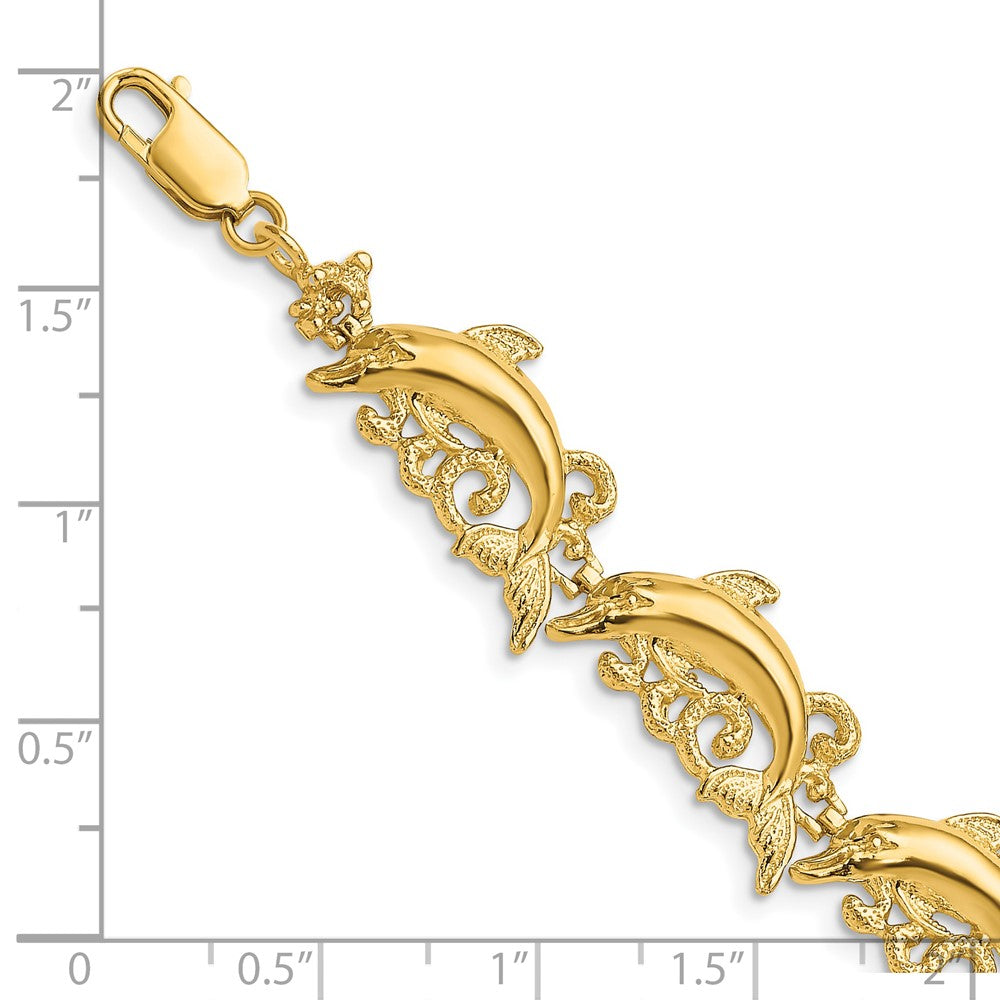 Polished Dolphin and Waves Bracelet - WBC