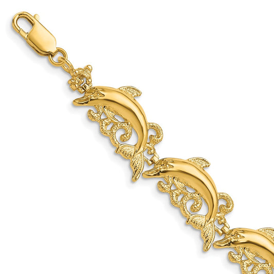 Polished Dolphin and Waves Bracelet - WBC