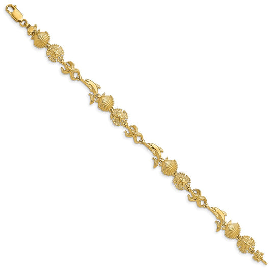 Polished Dolphin and Sea Shells Bracelet - WBC