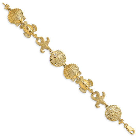 Polished Sand Dollar/Starfish/Turtle Link Bracelet - WBC