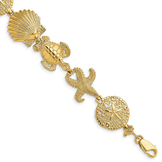 Polished Sand Dollar/Starfish/Turtle Link Bracelet - WBC