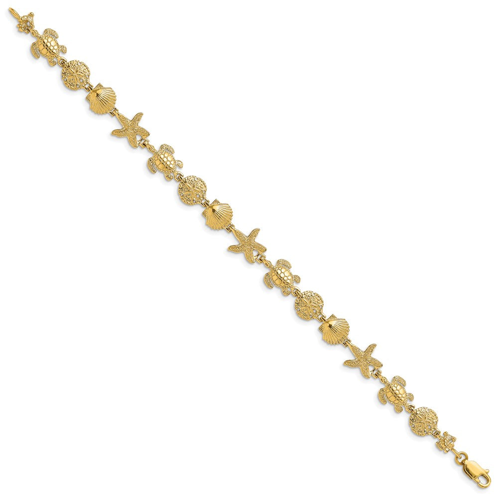 Polished Turtle/Sand Dollar/Shell/Starfish Link Bracelet - WBC