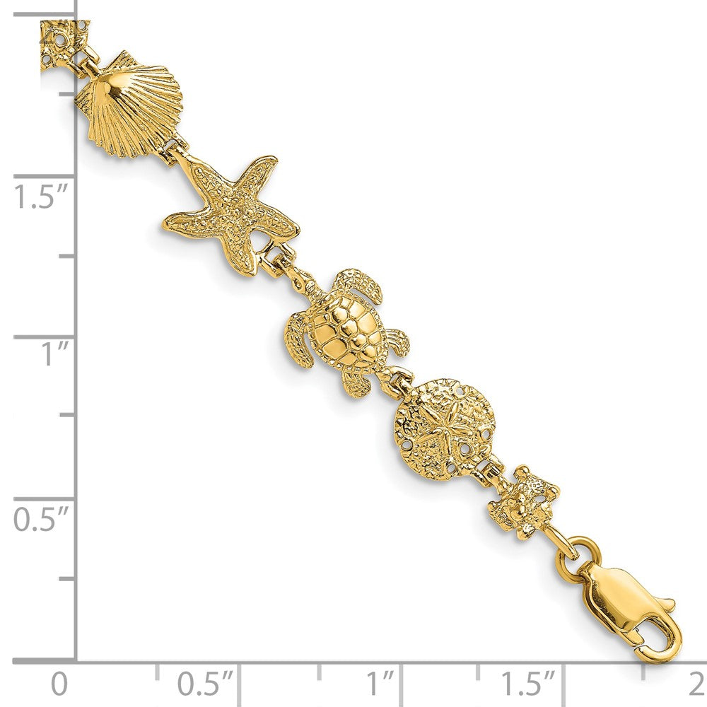 Polished Turtle/Sand Dollar/Shell/Starfish Link Bracelet - WBC