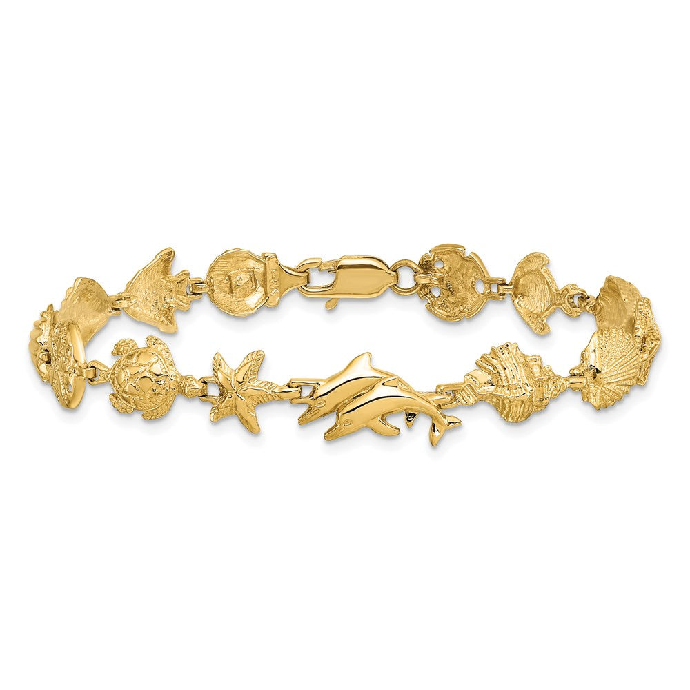 Polished and Textured Ocean Motif Bracelet - WBC