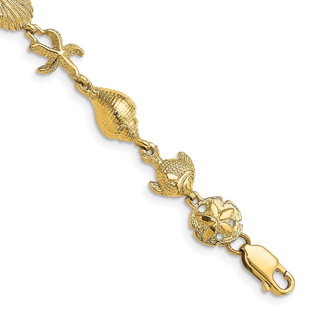 Polished and Textured Ocean Motif Bracelet - WBC