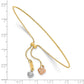 Tri-color Diamond-cut Heart Dangles Half Bangle Adjustable Bracelet - WBC