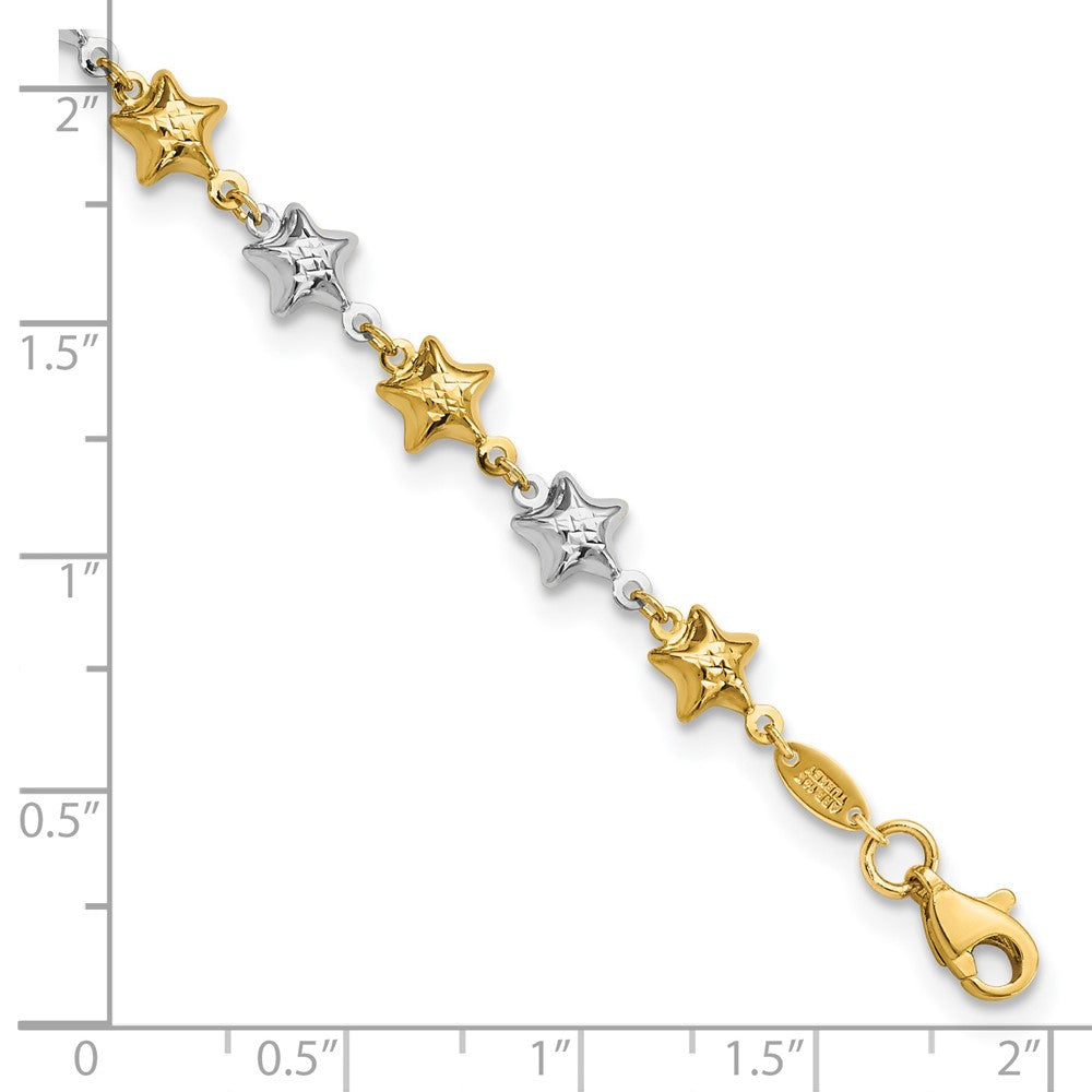 Two-tone Textured Puffed Stars Bracelet - WBC