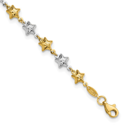 Two-tone Textured Puffed Stars Bracelet - WBC