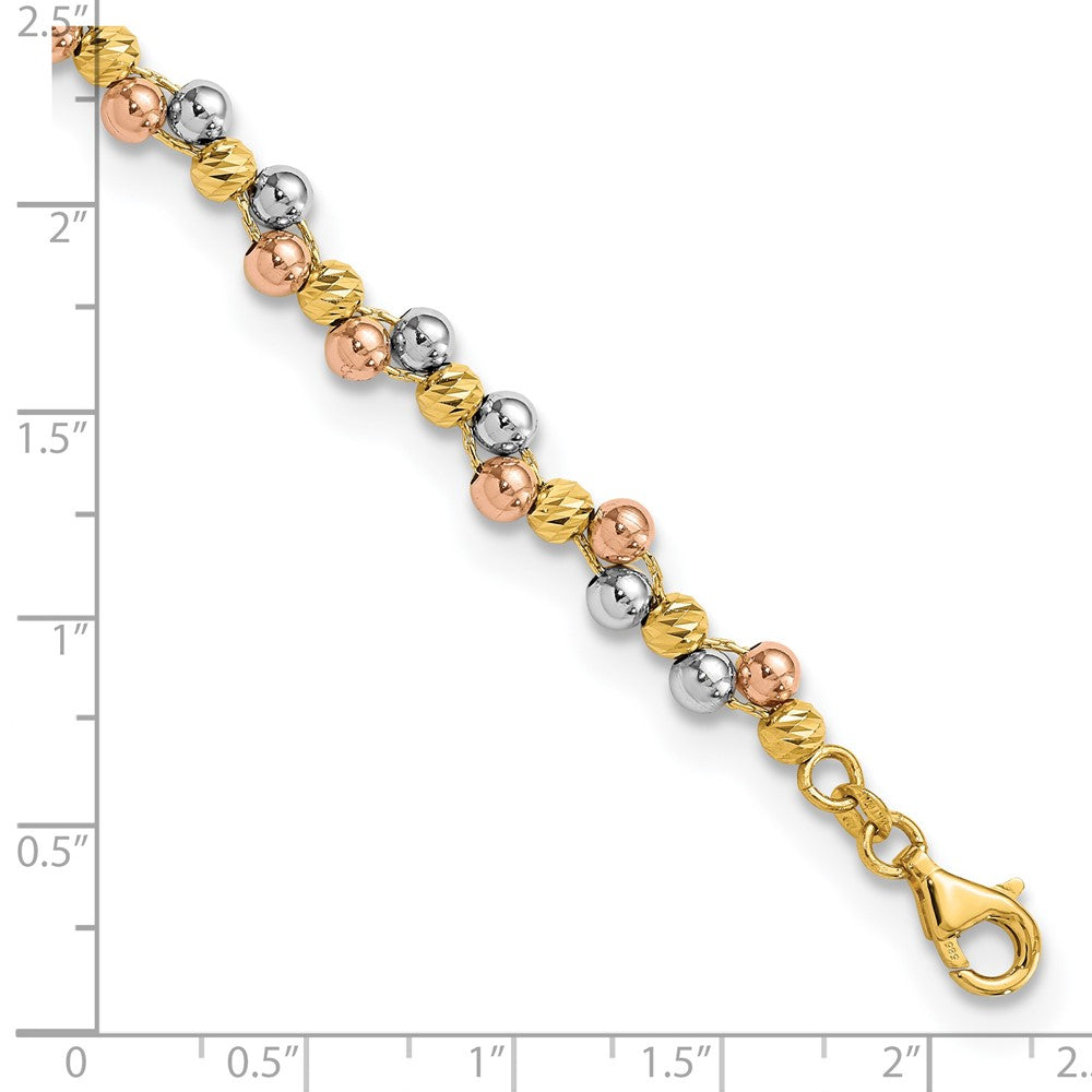 Tri Color Polished and D/C Beaded Bracelet - WBC