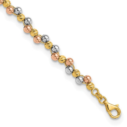 Tri Color Polished and D/C Beaded Bracelet - WBC