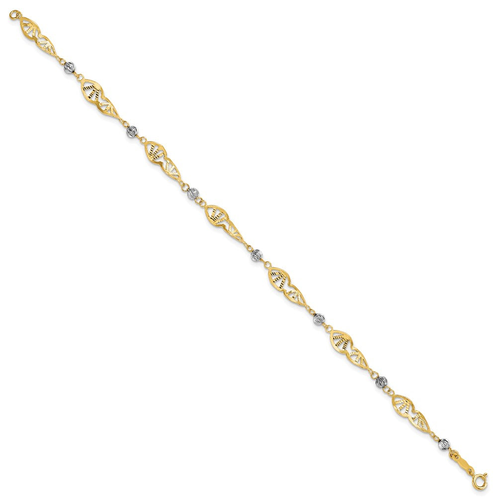 Two Tone Fancy Link Diamond-Cut Bracelet - WBC