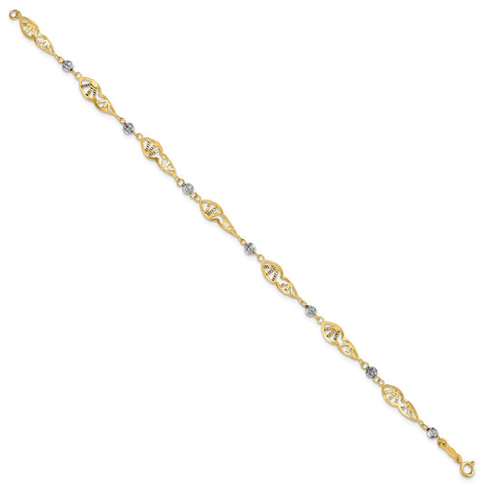 Two Tone Fancy Link Diamond-Cut Bracelet - WBC
