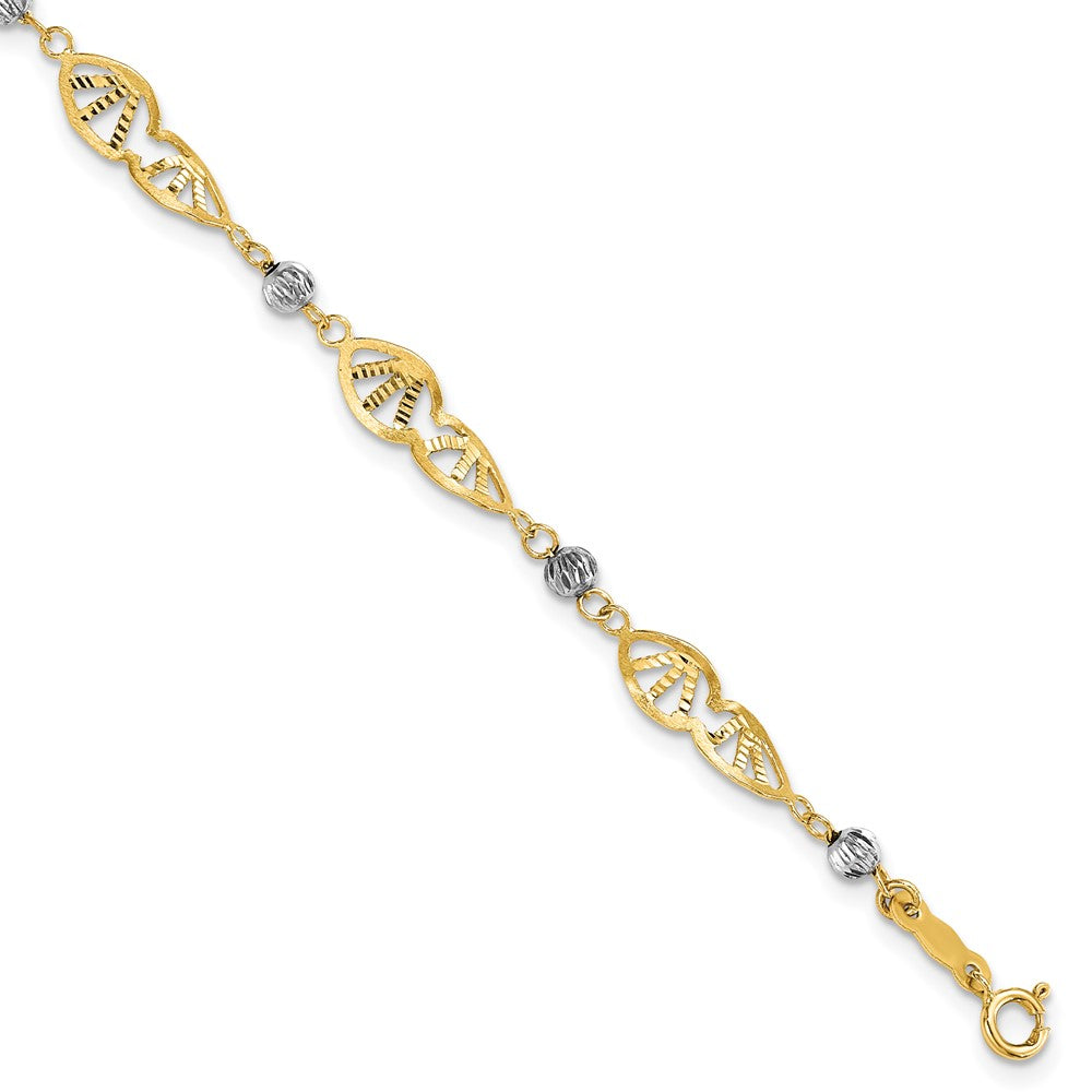 Two Tone Fancy Link Diamond-Cut Bracelet - WBC