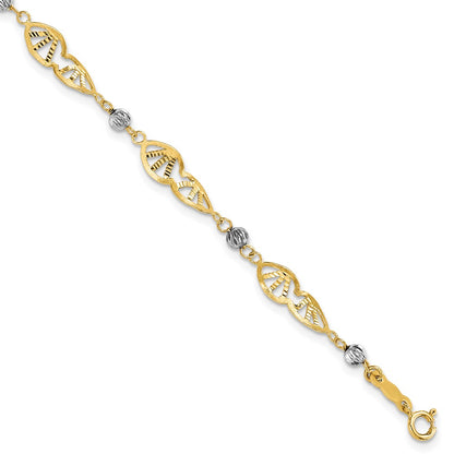 Two Tone Fancy Link Diamond-Cut Bracelet - WBC