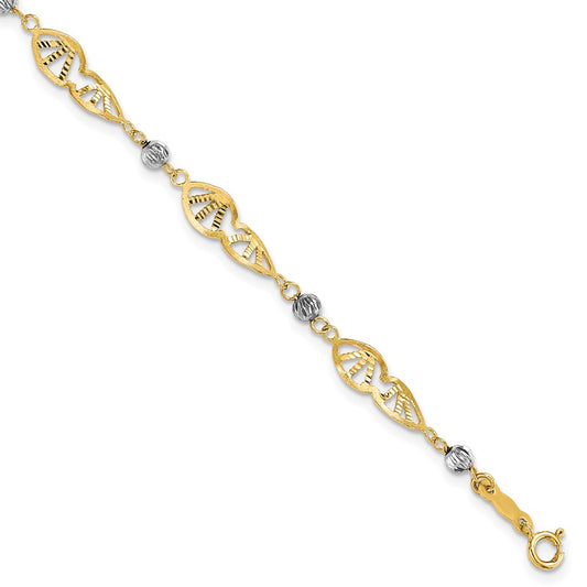 Two Tone Fancy Link Diamond-Cut Bracelet - WBC