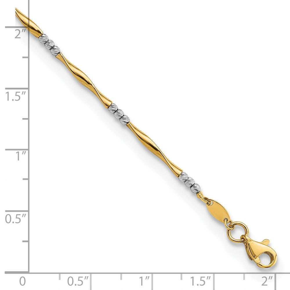Two-tone Diamond-Cut Wavy and Beaded 7.5in Bracelet - WBC
