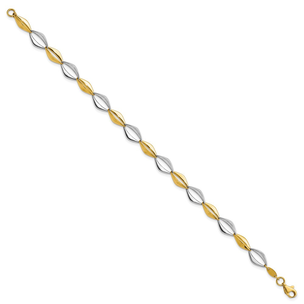 Two-tone Polished Fancy Link 7.5in Bracelet - WBC
