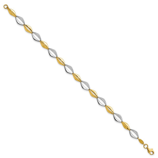 Two-tone Polished Fancy Link 7.5in Bracelet - WBC