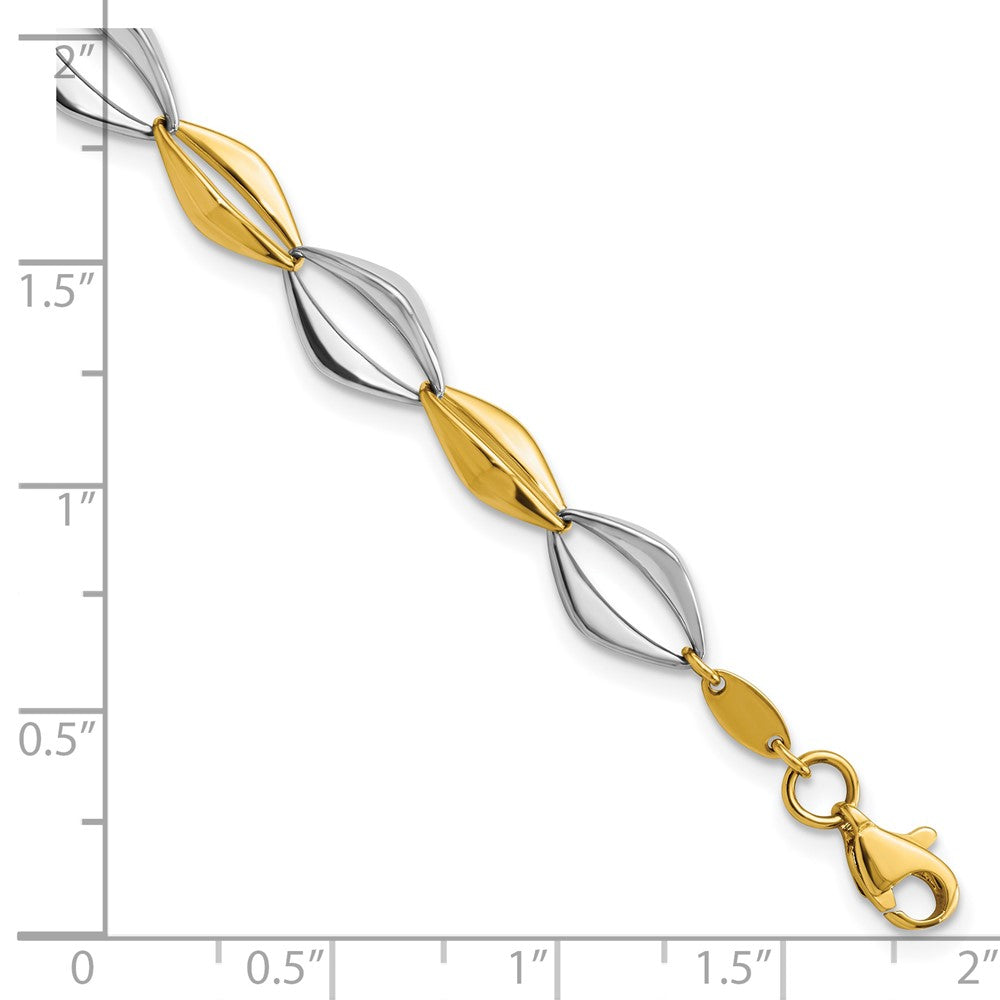 Two-tone Polished Fancy Link 7.5in Bracelet - WBC