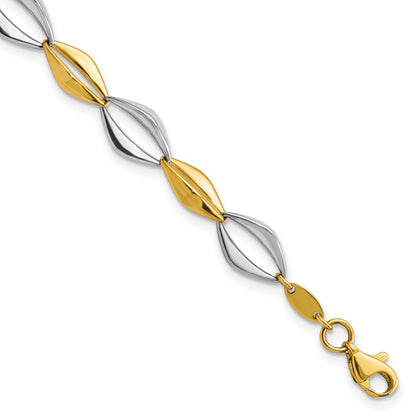 Two-tone Polished Fancy Link 7.5in Bracelet - WBC