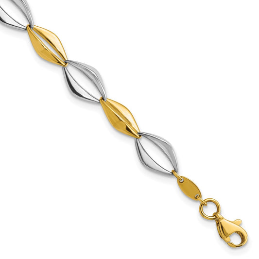 Two-tone Polished Fancy Link 7.5in Bracelet - WBC