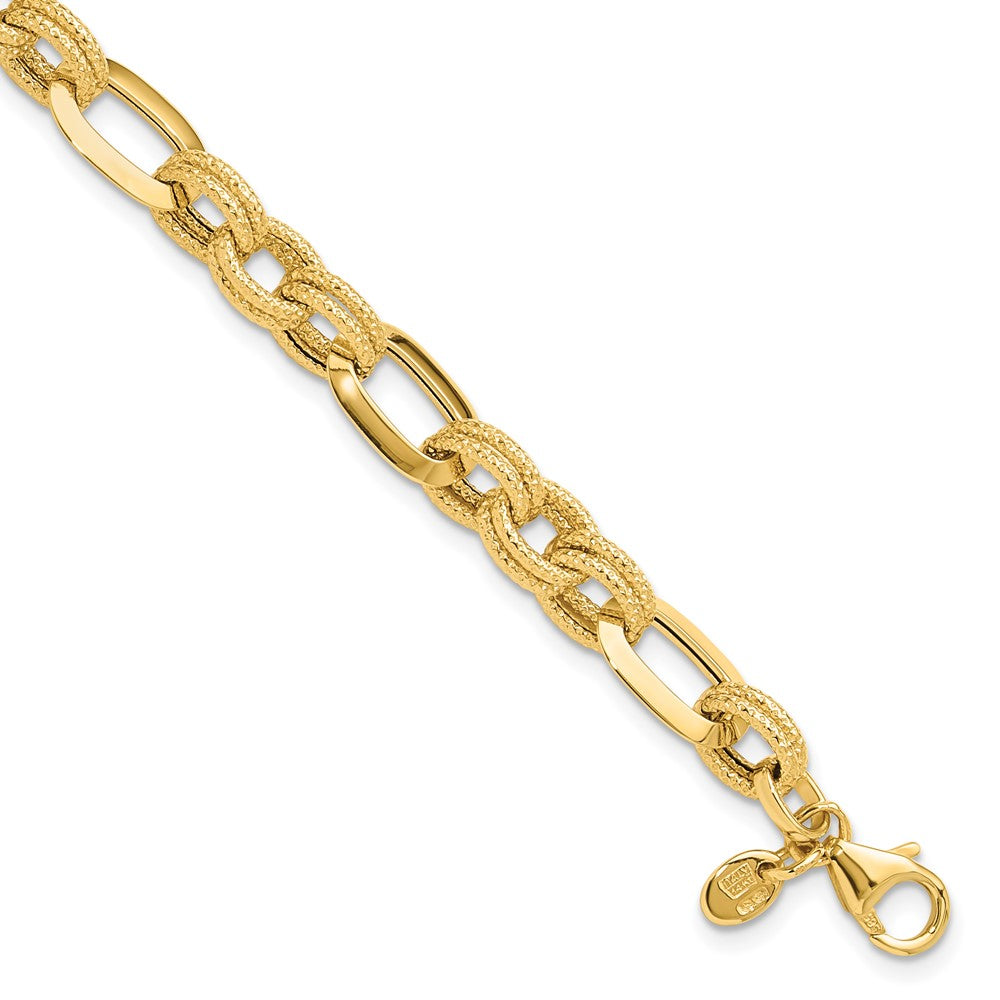 Polished and Textured Fancy Link Bracelet - WBC