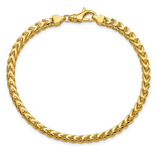 14K Solid Gold Franco Chain with Fancy Lobster Clasp Bracelet, 3.7mm