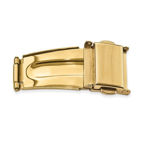 10mm Gold-tone Stainless Steel Double Press Tri-Fold Deployment Clasp
