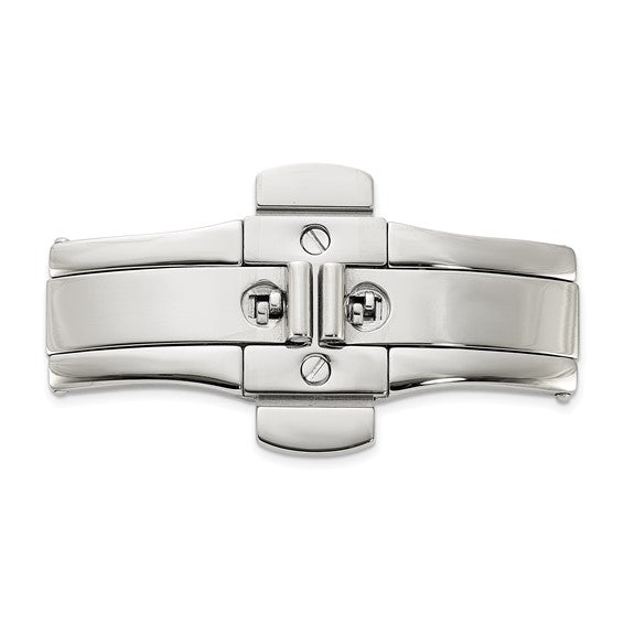 Mens Large Stainless Steel Double Press Butterfly Clasp 6x12x40mm