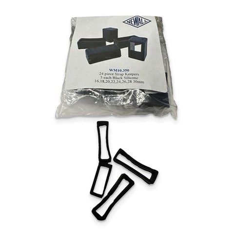 24 pc Black Silicone Strap Keeper Assortment