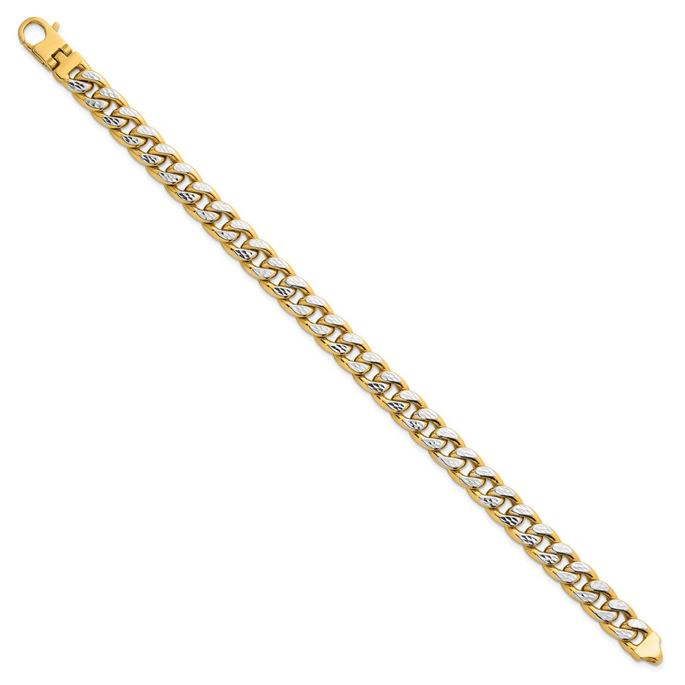 with Rhodium Pave Textured Flat Curb Chain Mens Bracelet - WBC