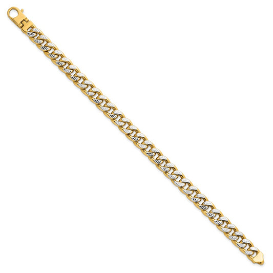 with Rhodium Pave Textured Flat Curb Chain Mens Bracelet - WBC