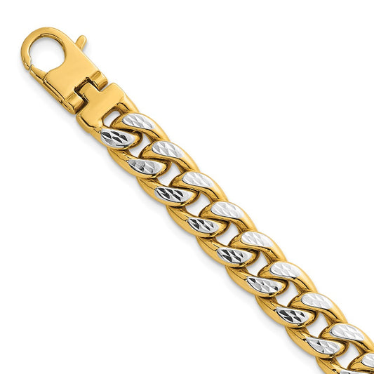 with Rhodium Pave Textured Flat Curb Chain Mens Bracelet - WBC