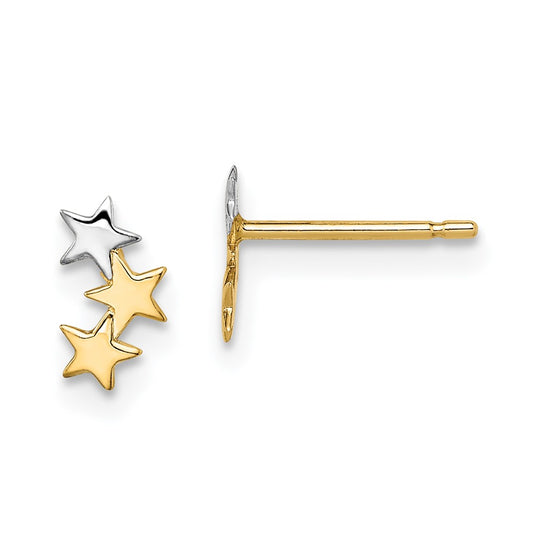 and Rhodium Madi K 3-Star Childrens Post Earrings - WBC