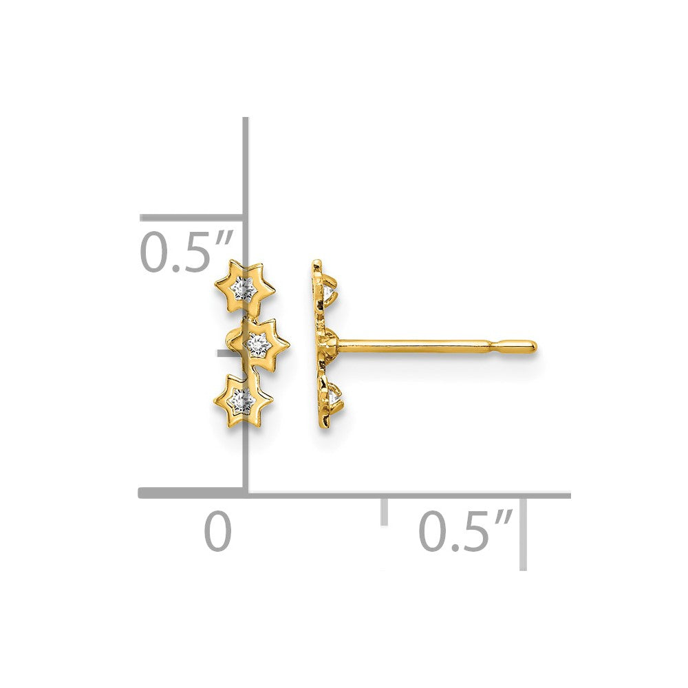 Madi K Stars CZ Childrens Post Earrings - WBC