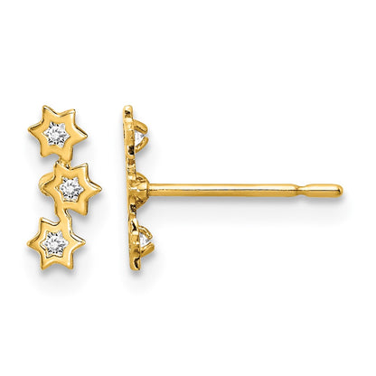 Madi K Stars CZ Childrens Post Earrings - WBC