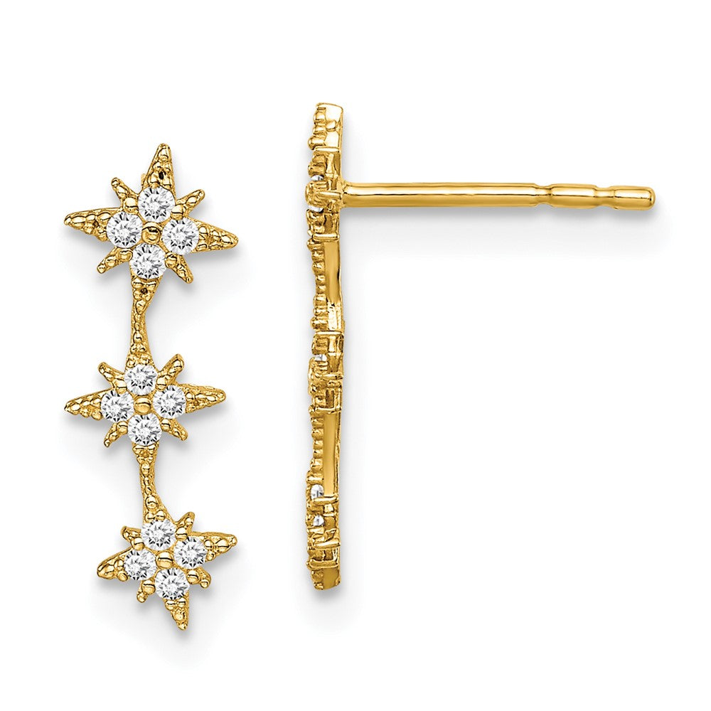 Madi K CZ Star Drop Bar Dangle Childrens Post Earrings - WBC