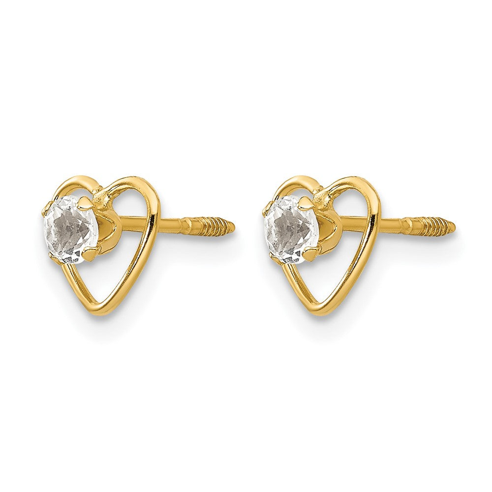 Madi K Round Genuine Topaz Birthstone Heart Screwback Post Earrings - WBC