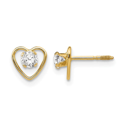 Madi K Round Genuine Topaz Birthstone Heart Screwback Post Earrings - WBC