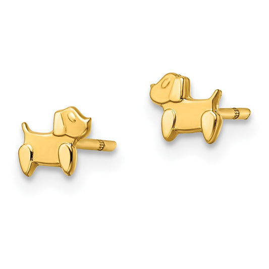 Madi K Polished and Satin Tiny Dog Childrens Post Earrings - WBC