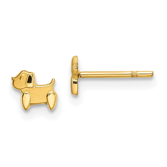 Madi K Polished and Satin Tiny Dog Childrens Post Earrings - WBC