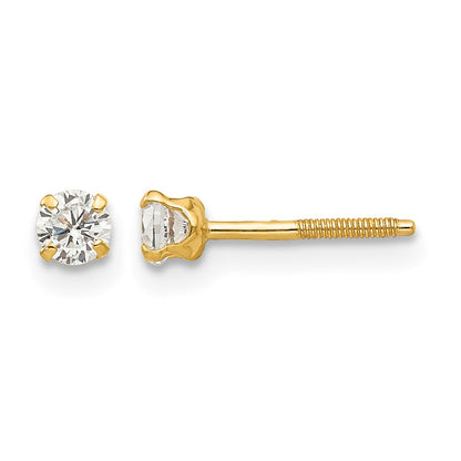 Madi K Round Zircon Birthstone Screwback Post Earrings - WBC
